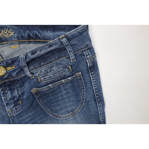 Vtg 90s Y2K American Eagle Outfitters Womens 8 Babydoll Flared Wide Leg Jeans - Picture 7 of 16